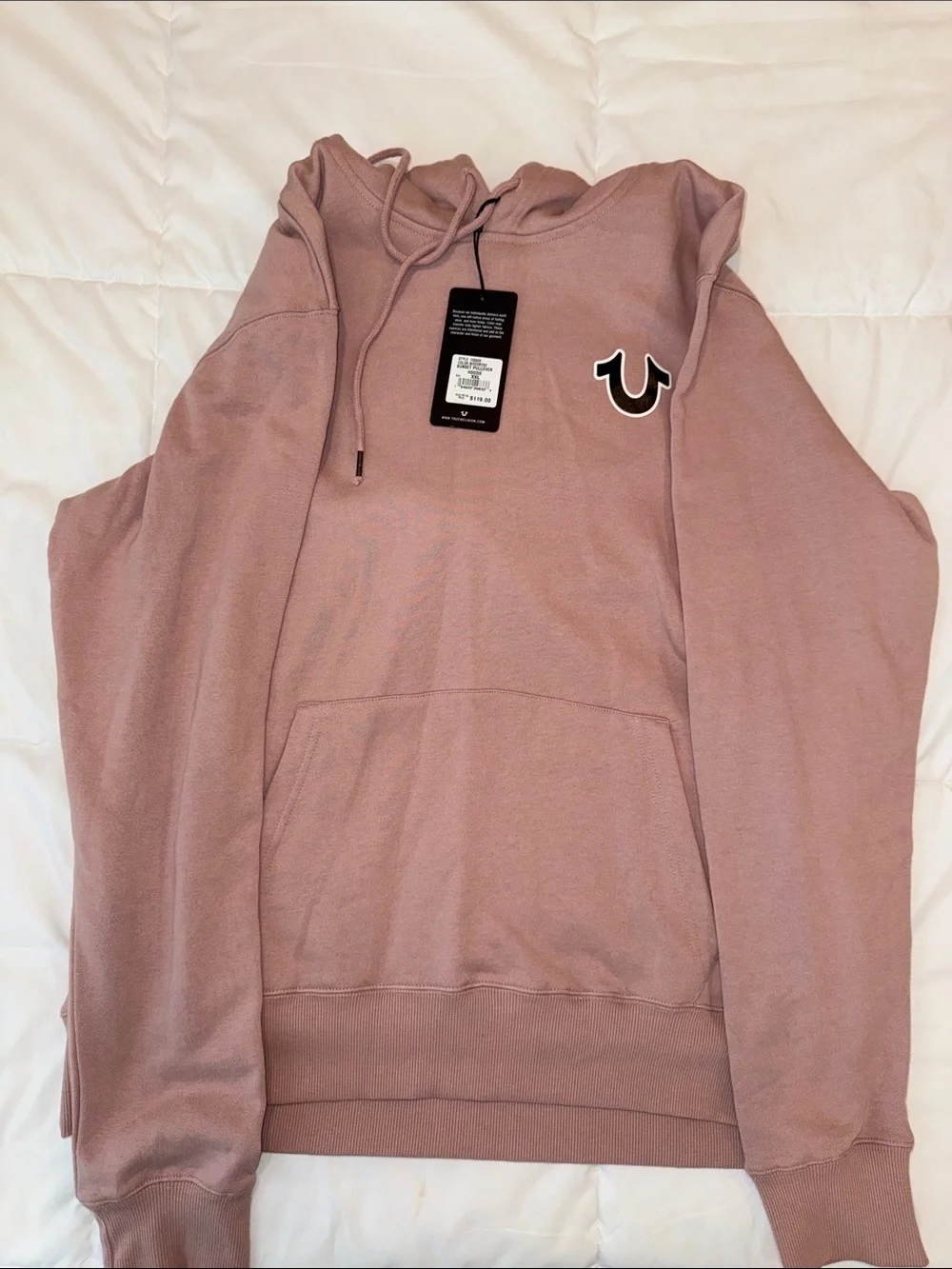 True Religion Dusty Pink Horseshoe Logo Hoodie